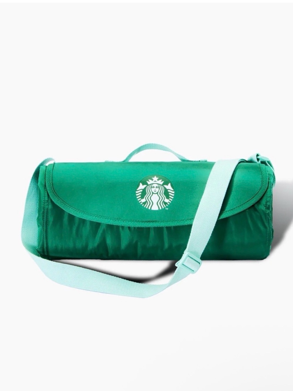 Starbucks Green Roll-Up Picnic Tote with Mint Strap